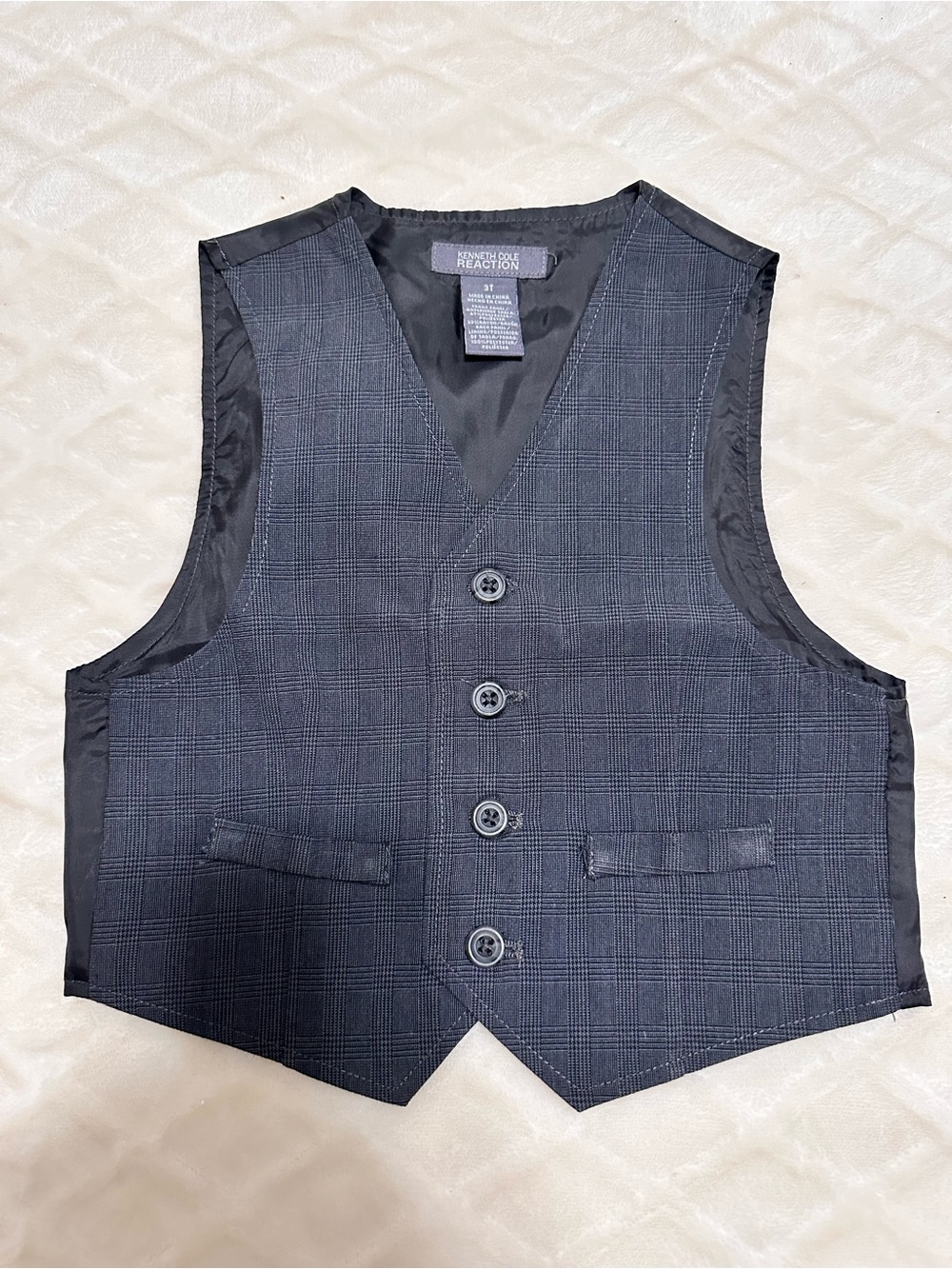 Kenneth Cole Reaction Plaid Suit Vest Plaid EUC Size 3T